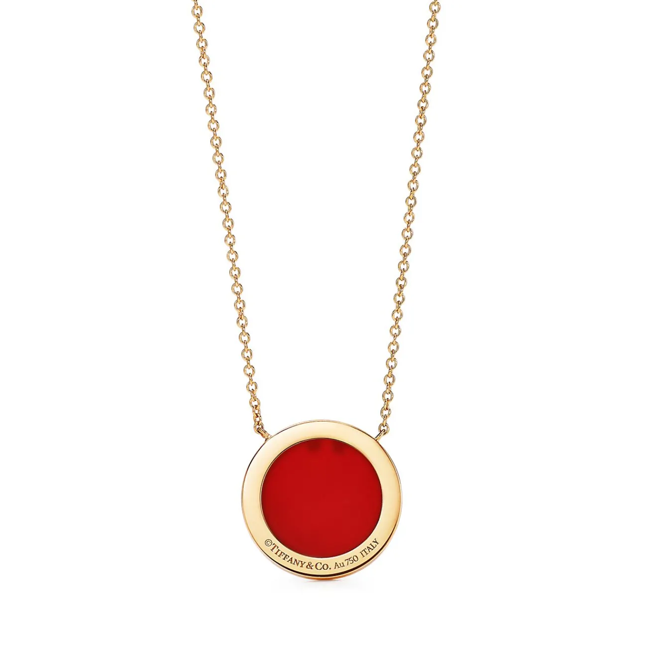 Tiffany & Co. Tiffany T diamond and carnelian circle pendant in 18k gold. | ^ Necklaces & Pendants|Gold Jewelry