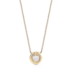 Tiffany & Co. Tiffany T diamond and mother-of-pearl circle pendant in 18k gold, small. | ^ Necklaces & Pendants|Gold Jewelry