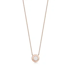 Tiffany & Co. Tiffany T diamond and mother-of-pearl circle pendant in 18k rose gold. | ^ Necklaces & Pendants|Dainty Jewelry