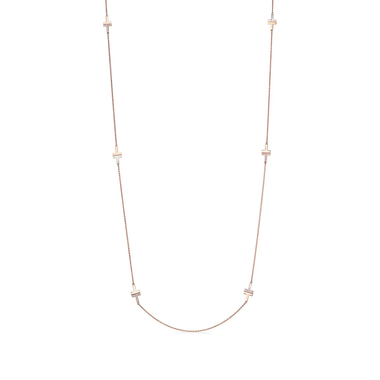 Tiffany & Co. Tiffany T diamond and mother-of-pearl station necklace in 18k rose gold. | ^ Necklaces & Pendants|Gifts for Her