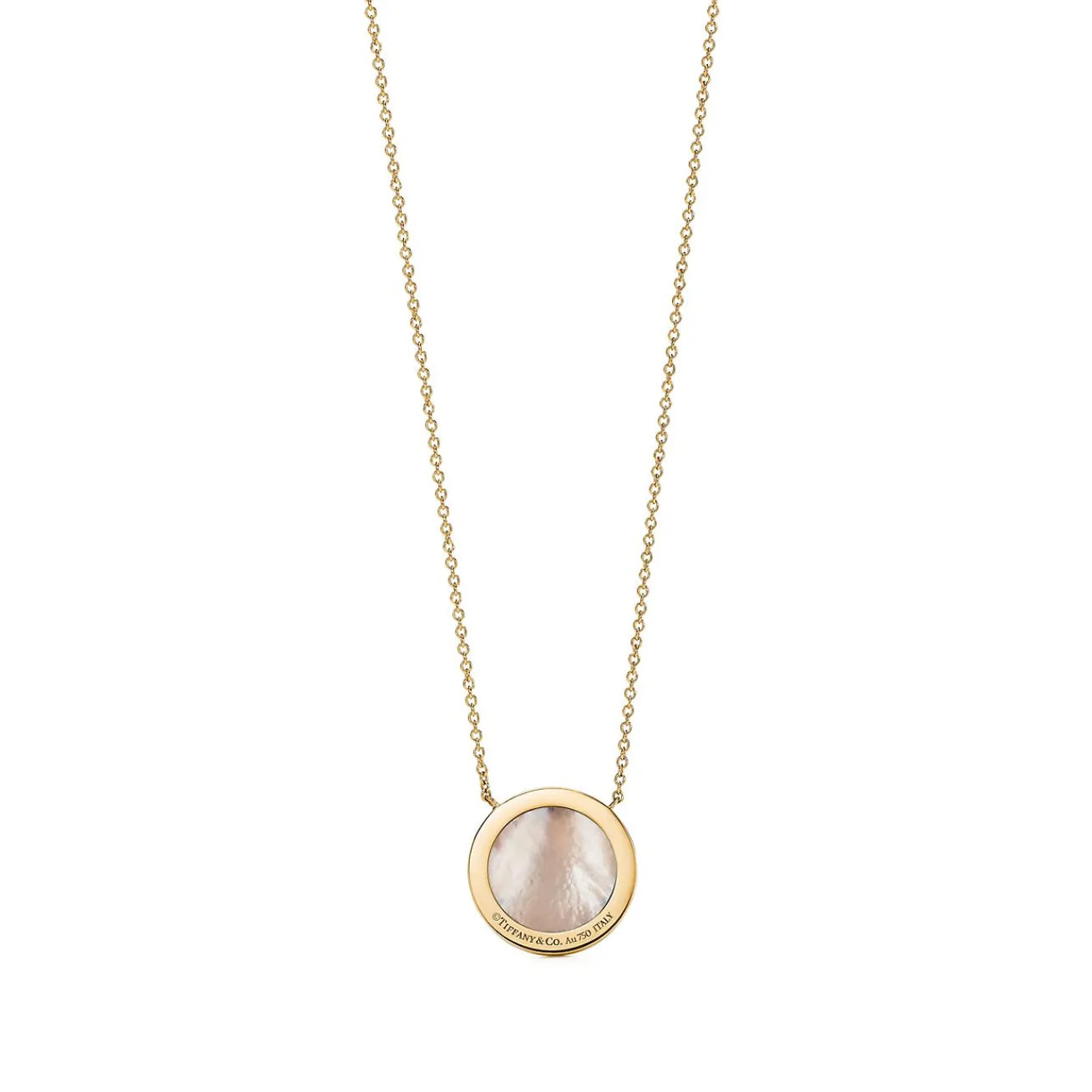Tiffany & Co. Tiffany T diamond and mother-of-pearl circle pendant in 18k gold. | ^ Necklaces & Pendants|Gold Jewelry