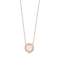 Tiffany & Co. Tiffany T diamond and pink opal circle pendant in 18k rose gold. | ^ Necklaces & Pendants|Rose Gold Jewelry