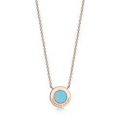Tiffany & Co. Tiffany T diamond and turquoise circle pendant in 18k rose gold, small. | ^ Necklaces & Pendants|Rose Gold Jewelry