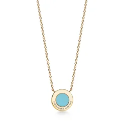 Tiffany & Co. Tiffany T diamond and turquoise circle pendant in 18k gold, small. | ^ Necklaces & Pendants|Gold Jewelry