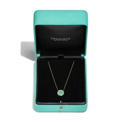Tiffany & Co. Tiffany T diamond and turquoise circle pendant in 18k gold, small. | ^ Necklaces & Pendants|Gold Jewelry