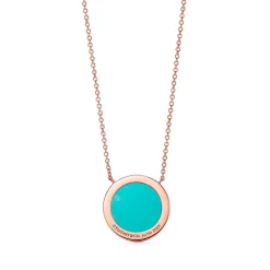 Tiffany & Co. Tiffany T diamond and turquoise circle pendant in 18k rose gold. | ^ Necklaces & Pendants|Rose Gold Jewelry