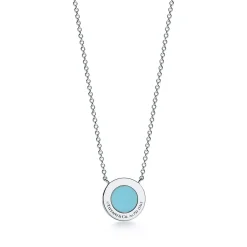 Tiffany & Co. Tiffany T diamond and turquoise circle pendant in 18k white gold, small. | ^ Necklaces & Pendants|Dainty Jewelry