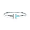 Tiffany & Co. Tiffany T diamond and turquoise wire bracelet in 18k white gold, medium. | ^ Bracelets|Dainty Jewelry