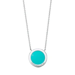 Tiffany & Co. Tiffany T diamond and turquoise circle pendant in 18k white gold. | ^ Necklaces & Pendants|Diamond Jewelry