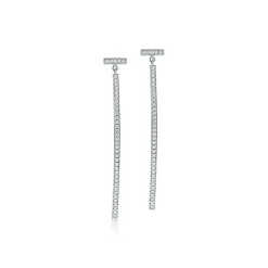 Tiffany & Co. Tiffany T diamond bar earrings in 18k white gold. | ^ Earrings|Diamond Jewelry