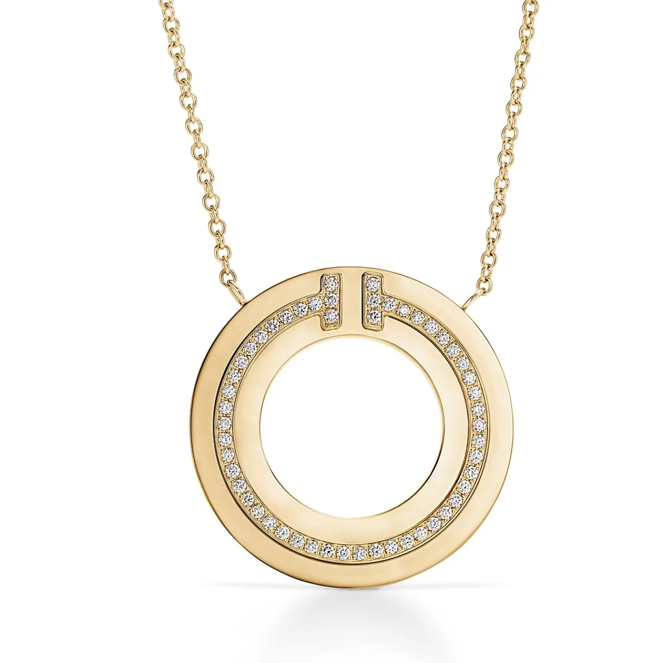 Tiffany & Co. Tiffany T diamond circle pendant in 18k rose gold. | ^ Necklaces & Pendants|Rose Gold Jewelry