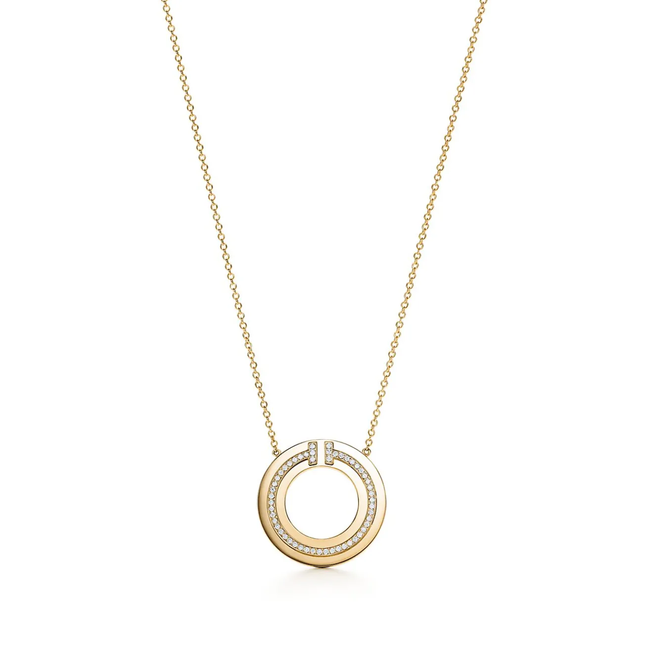 Tiffany & Co. Tiffany T diamond circle pendant in 18k gold. | ^ Necklaces & Pendants|Gold Jewelry
