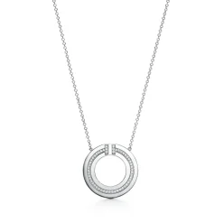 Tiffany & Co. Tiffany T diamond circle pendant in 18k white gold. | ^ Necklaces & Pendants|Diamond Jewelry