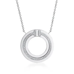 Tiffany & Co. Tiffany T diamond circle pendant in 18k white gold. | ^ Necklaces & Pendants|Diamond Jewelry