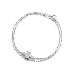 Tiffany & Co. Tiffany T diamond double chain bracelet in 18k white gold, medium. | ^ Bracelets|Diamond Jewelry