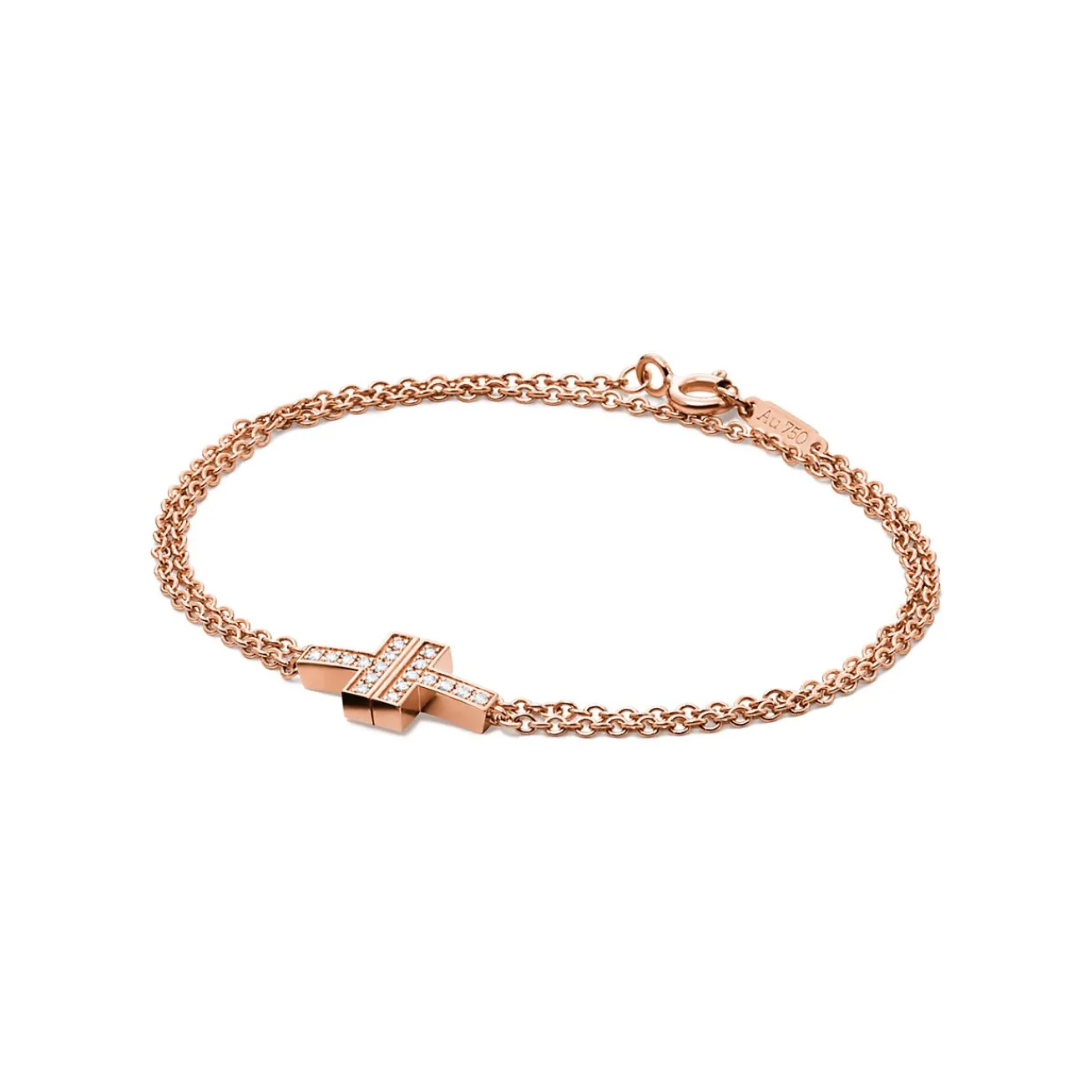 Tiffany & Co. Tiffany T diamond double chain bracelet in 18k rose gold, medium. | ^ Bracelets|Rose Gold Jewelry
