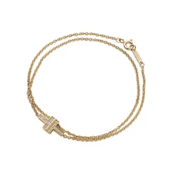 Tiffany & Co. Tiffany T diamond double chain bracelet in 18k gold, medium. | ^ Bracelets|Gold Jewelry