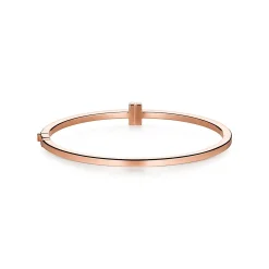 Tiffany & Co. Tiffany T diamond hinged wire bangle in 18k rose gold, medium. | ^ Bracelets|Rose Gold Jewelry