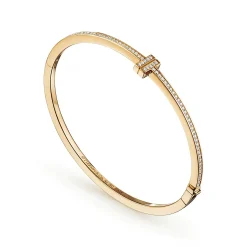 Tiffany & Co. Tiffany T diamond hinged wire bangle in 18k gold, medium. | ^ Bracelets|Gold Jewelry