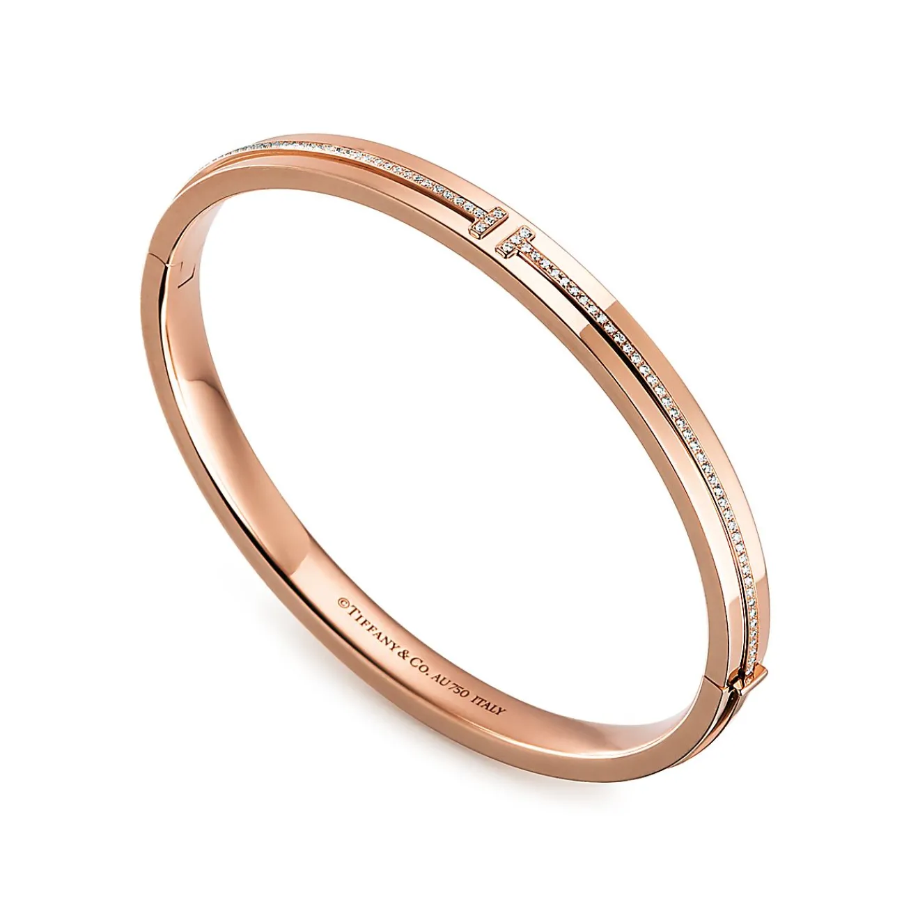 Tiffany & Co. Tiffany T diamond hinged bangle in 18k rose gold, small. | ^ Bracelets|Rose Gold Jewelry