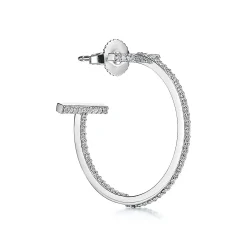 Tiffany & Co. Tiffany T diamond hoop earrings in 18k white gold, medium. | ^ Earrings|Hoop Earrings