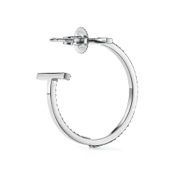 Tiffany & Co. Tiffany T diamond hoop earrings in 18k white gold, medium. | ^ Earrings|Hoop Earrings