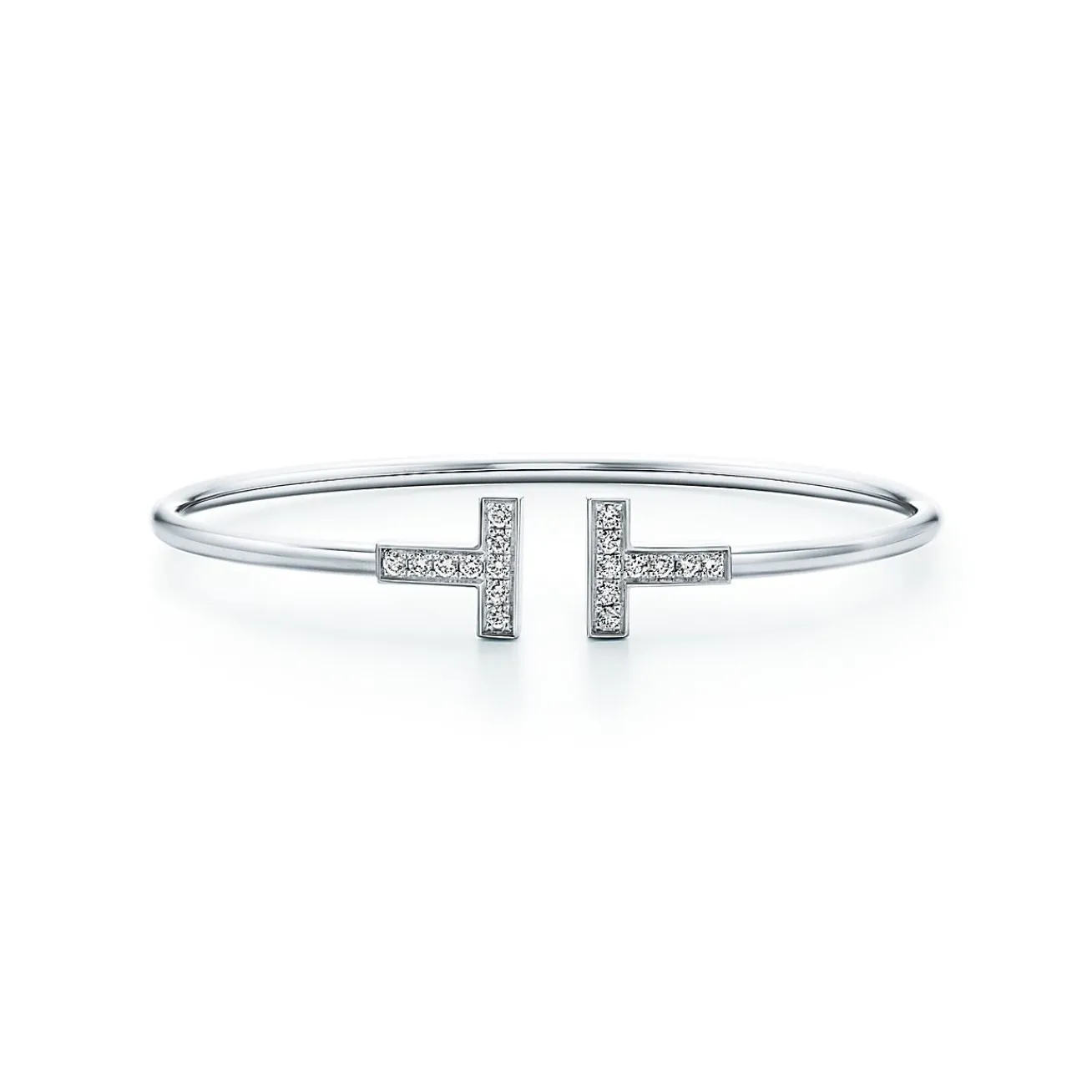Tiffany & Co. Tiffany T diamond wire bracelet in 18k white gold, medium. | ^ Bracelets|Men's Jewelry