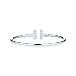 Tiffany & Co. Tiffany T diamond wire bracelet in 18k white gold, medium. | ^ Bracelets|Men's Jewelry