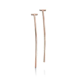 Tiffany & Co. Tiffany T elongated wire bar earrings in 18k rose gold. | ^ Rose Gold Jewelry|Tiffany T