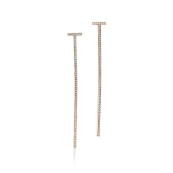 Tiffany & Co. Tiffany T elongated wire bar earrings in 18k rose gold with diamonds. | ^ Earrings|Rose Gold Jewelry