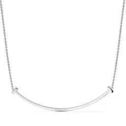 Tiffany & Co. Tiffany T extra large smile pendant in 18k white gold with diamonds. | ^ Necklaces & Pendants|Men's Jewelry