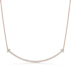 Tiffany & Co. Tiffany T extra large smile pendant in 18k rose gold with diamonds. | ^ Necklaces & Pendants|Men's Jewelry