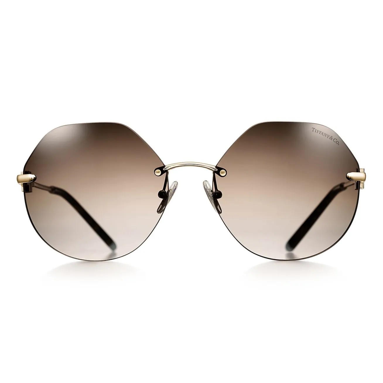 Tiffany & Co. Tiffany T Hexagonal Sunglasses in Pale Gold-colored Metal with Mother-of-pearl | ^ Tiffany T|Sunglasses