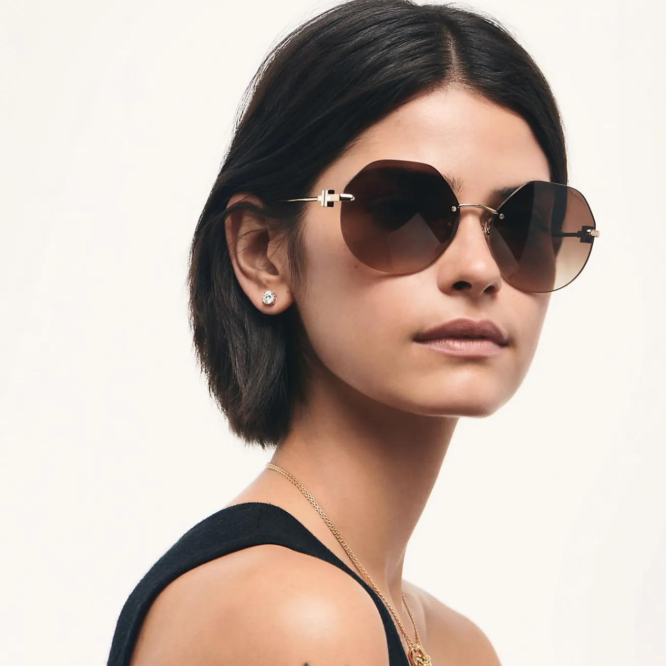 Tiffany & Co. Tiffany T Hexagonal Sunglasses in Pale Gold-colored Metal with Mother-of-pearl | ^ Tiffany T|Sunglasses