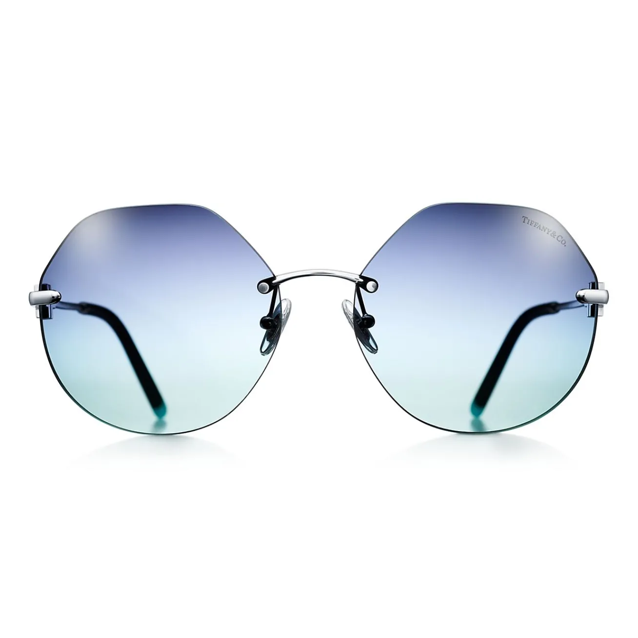 Tiffany & Co. Tiffany T Hexagonal Sunglasses in Silver-colored Metal with Mother-of-pearl | ^ Tiffany T|Sunglasses