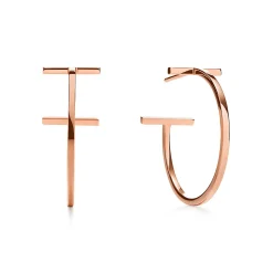 Tiffany & Co. Tiffany T hoop earrings in 18k rose gold, medium. | ^ Earrings|Hoop Earrings
