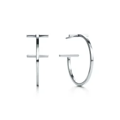 Tiffany & Co. Tiffany T hoop earrings in 18k white gold, medium. | ^ Earrings|Hoop Earrings