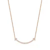 Tiffany & Co. Tiffany T medium smile pendant in 18k rose gold with diamonds. | ^ Necklaces & Pendants|Rose Gold Jewelry