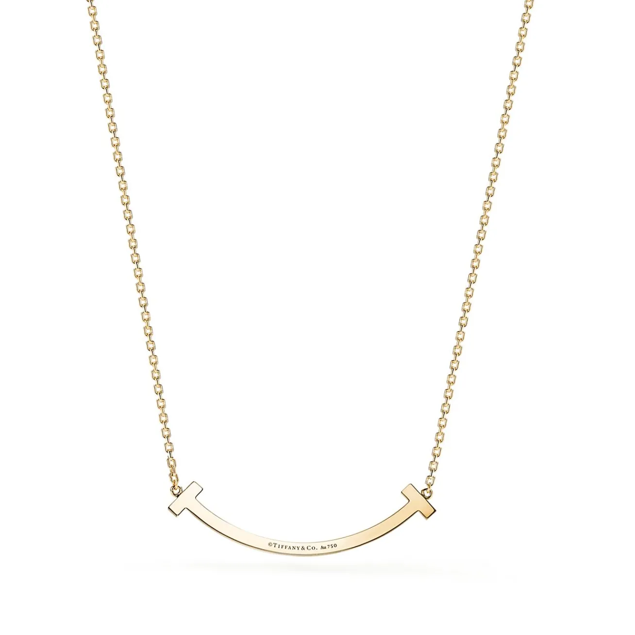 Tiffany & Co. Tiffany T medium smile pendant in 18k gold with diamonds. | ^ Necklaces & Pendants|Gold Jewelry