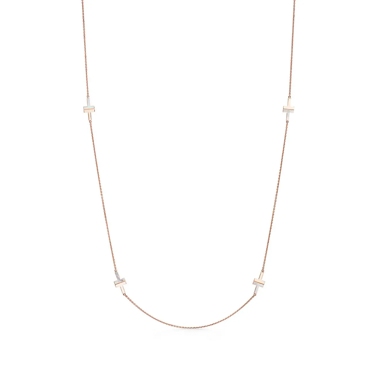 Tiffany & Co. Tiffany T mother-of-pearl station necklace in 18k rose gold. | ^ Necklaces & Pendants|Rose Gold Jewelry