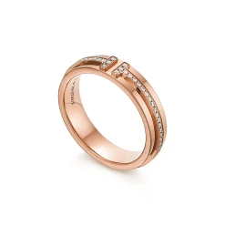 Tiffany & Co. Tiffany T narrow diamond ring in 18k rose gold, 4.5 mm wide. | ^Women Rings|Men's Jewelry