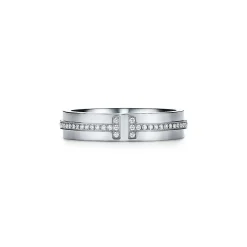 Tiffany & Co. Tiffany T narrow diamond ring in 18k white gold, 4.5 mm wide. | ^Women Rings|Men's Jewelry