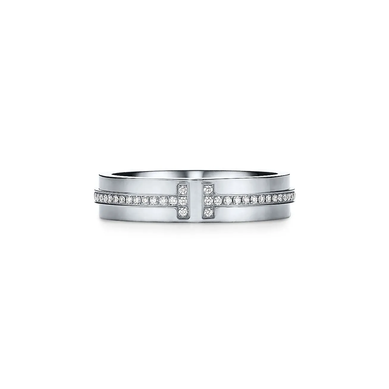 Tiffany & Co. Tiffany T narrow diamond ring in 18k white gold, 4.5 mm wide. | ^Women Rings|Men's Jewelry