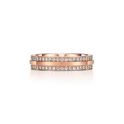 Tiffany & Co. Tiffany T narrow pavé diamond ring in 18k rose gold, 4.5 mm wide. | ^Women Rings|Men's Jewelry