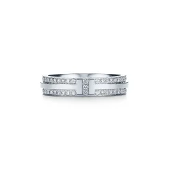 Tiffany & Co. Tiffany T narrow pavé diamond ring in 18k white gold, 4.5 mm wide. | ^Women Rings|Men's Jewelry