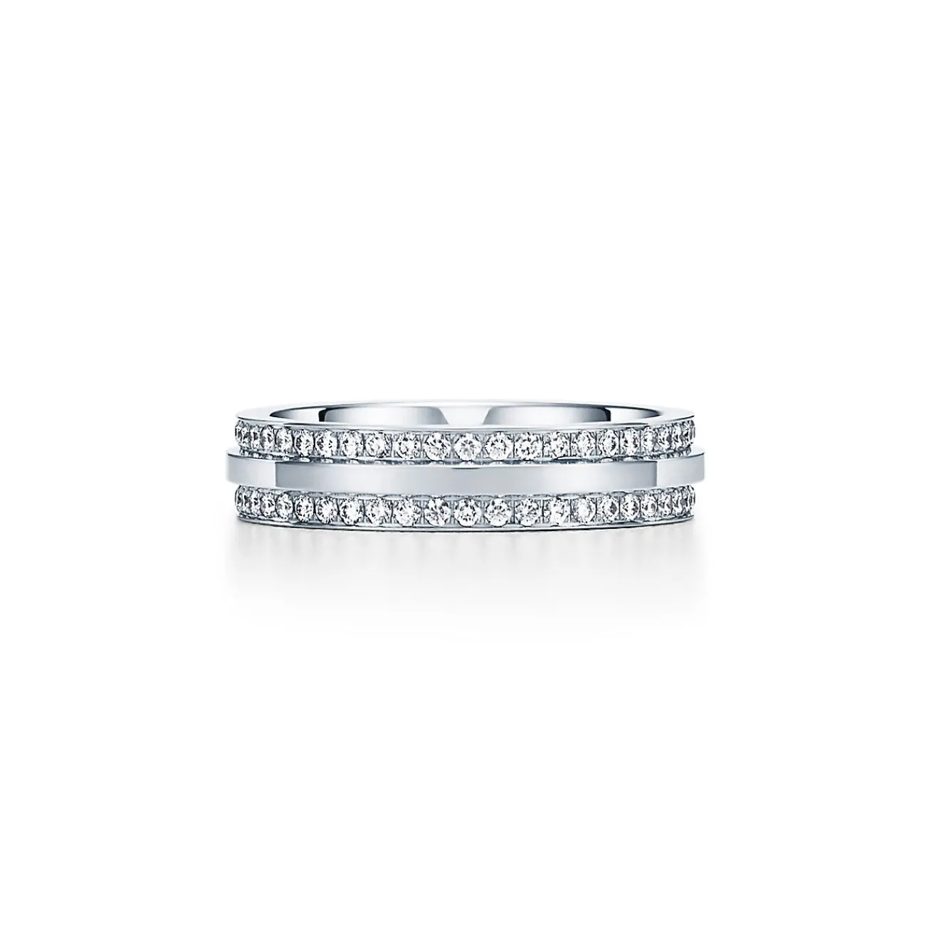 Tiffany & Co. Tiffany T narrow pavé diamond ring in 18k white gold, 4.5 mm wide. | ^Women Rings|Men's Jewelry