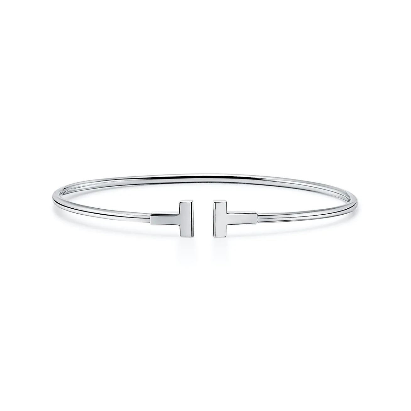 Tiffany & Co. Tiffany T narrow wire bracelet in 18k white gold, medium. | ^ Bracelets|Men's Jewelry