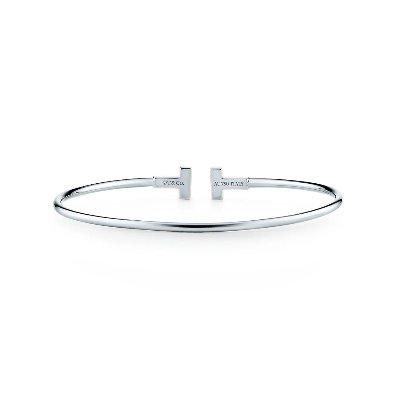 Tiffany & Co. Tiffany T narrow wire bracelet in 18k white gold, medium. | ^ Bracelets|Men's Jewelry
