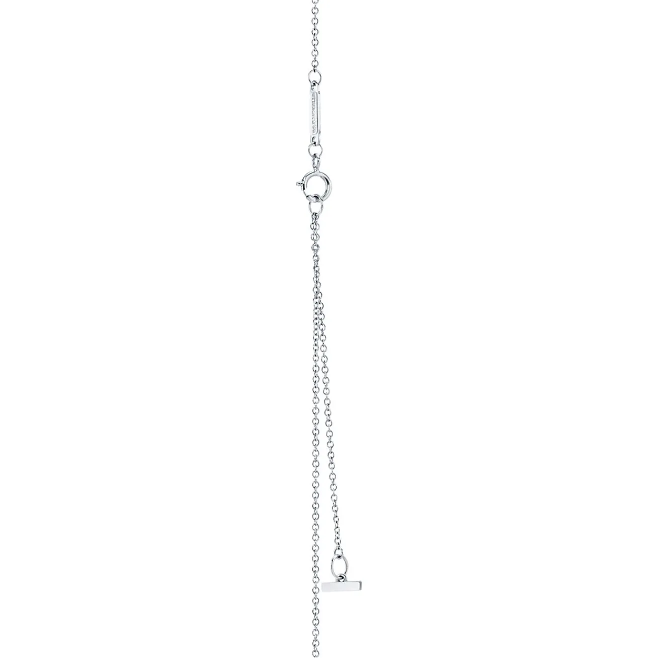 Tiffany & Co. Tiffany T open horizontal diamond bar pendant in 18k white gold. | ^ Necklaces & Pendants|Diamond Jewelry