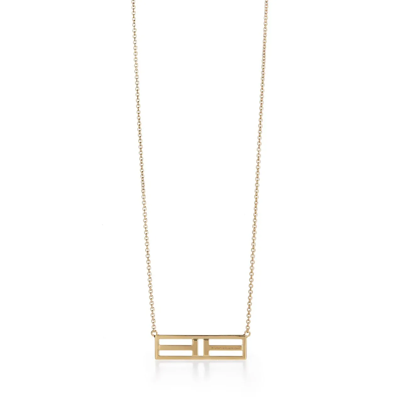 Tiffany & Co. Tiffany T open horizontal diamond bar pendant in 18k gold. | ^ Necklaces & Pendants|Gold Jewelry